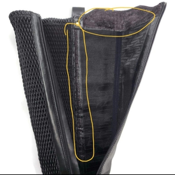 Cole Haan Galina Grand Black Leather Rouched Stretch Panel Tall Riding Boots - Picture 16 of 16